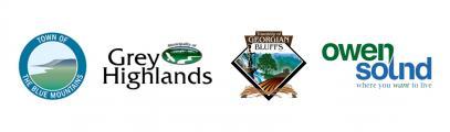 Partner logos: Georgian Bluffs, Owen Sound, Grey Highlands and Town of the Blue Mountains